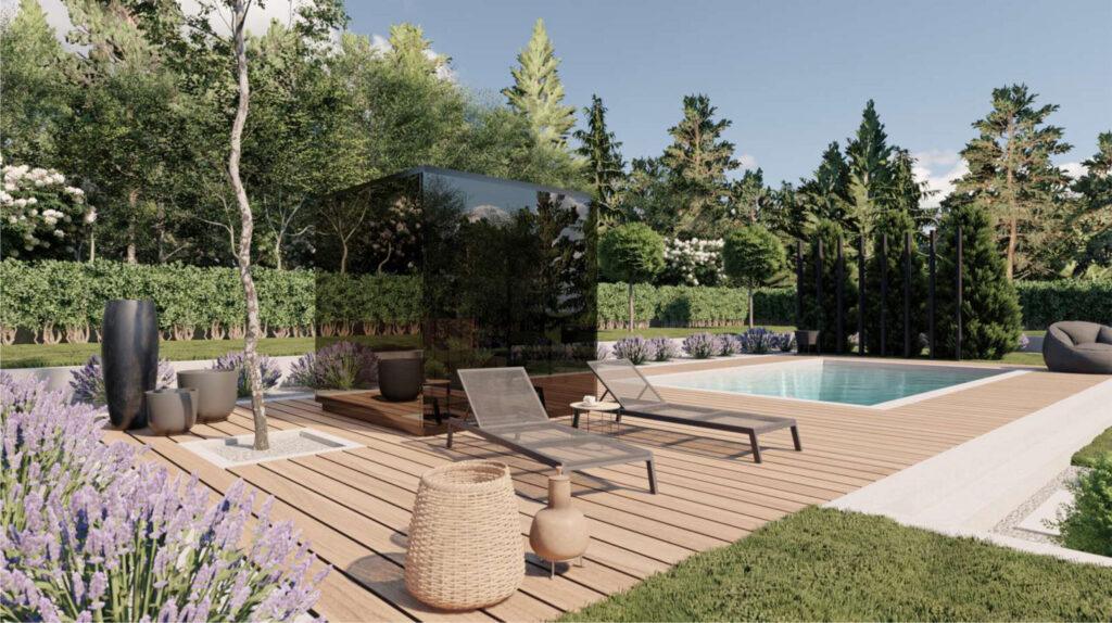 Modern outdoor pool deck