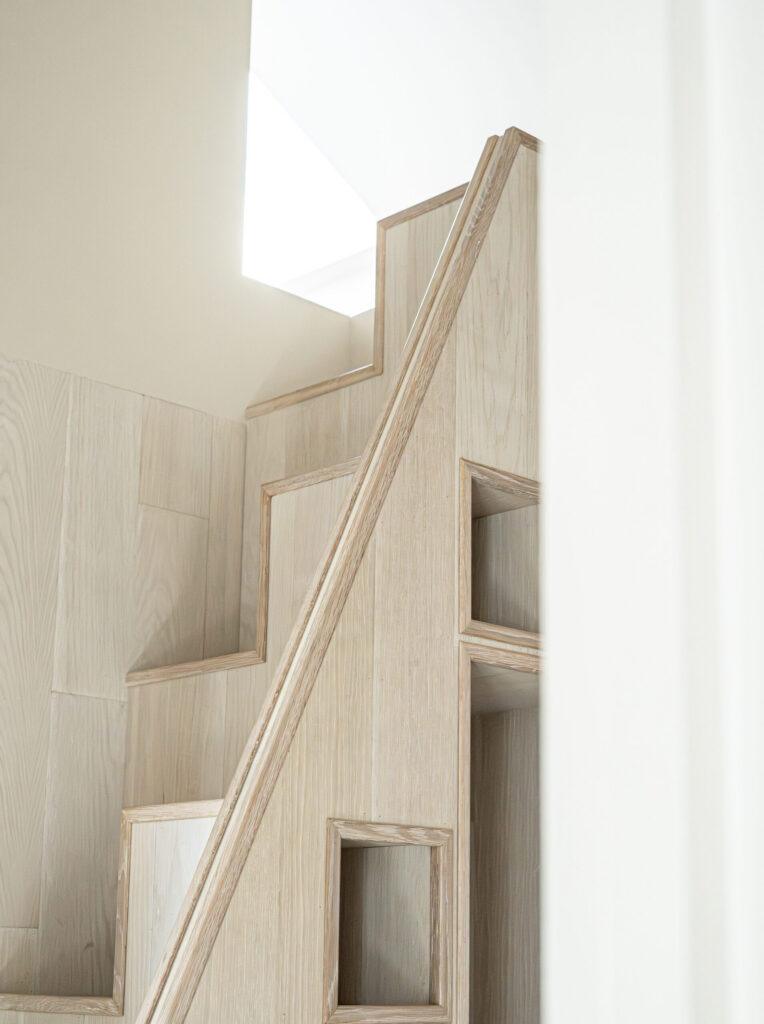 Wooden staircase with cutouts