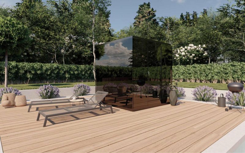 Modern outdoor pool deck