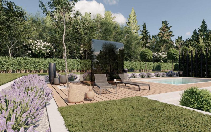 Modern outdoor pool deck