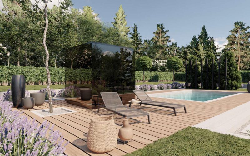 Modern outdoor pool deck
